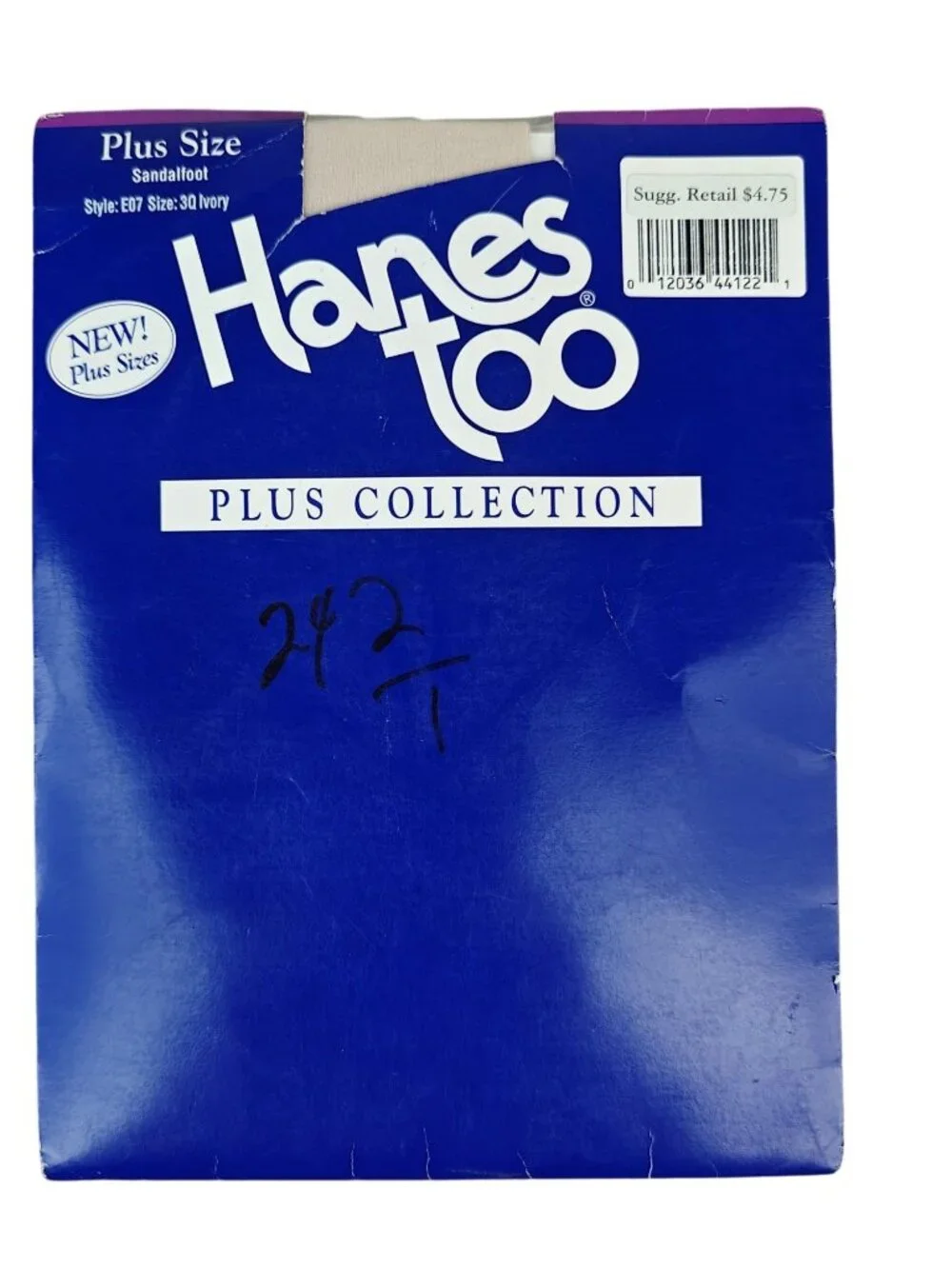 Vintage Hanes Too Womens Plus Size Sandalfoot Pantyhose Ivory 3Q Nylon Blend